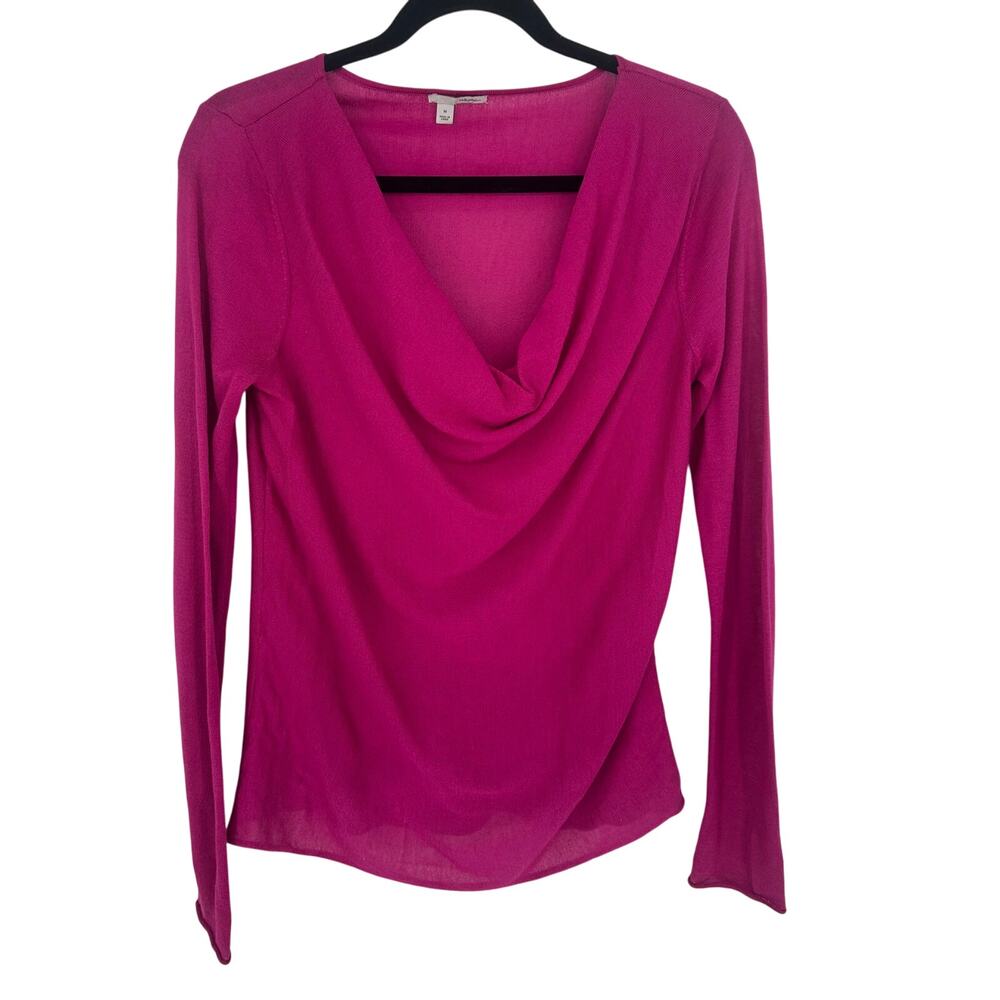Halogen Pink Cowl Neck Long Sleeve Blouse Barbie Breathable Going Out Party M